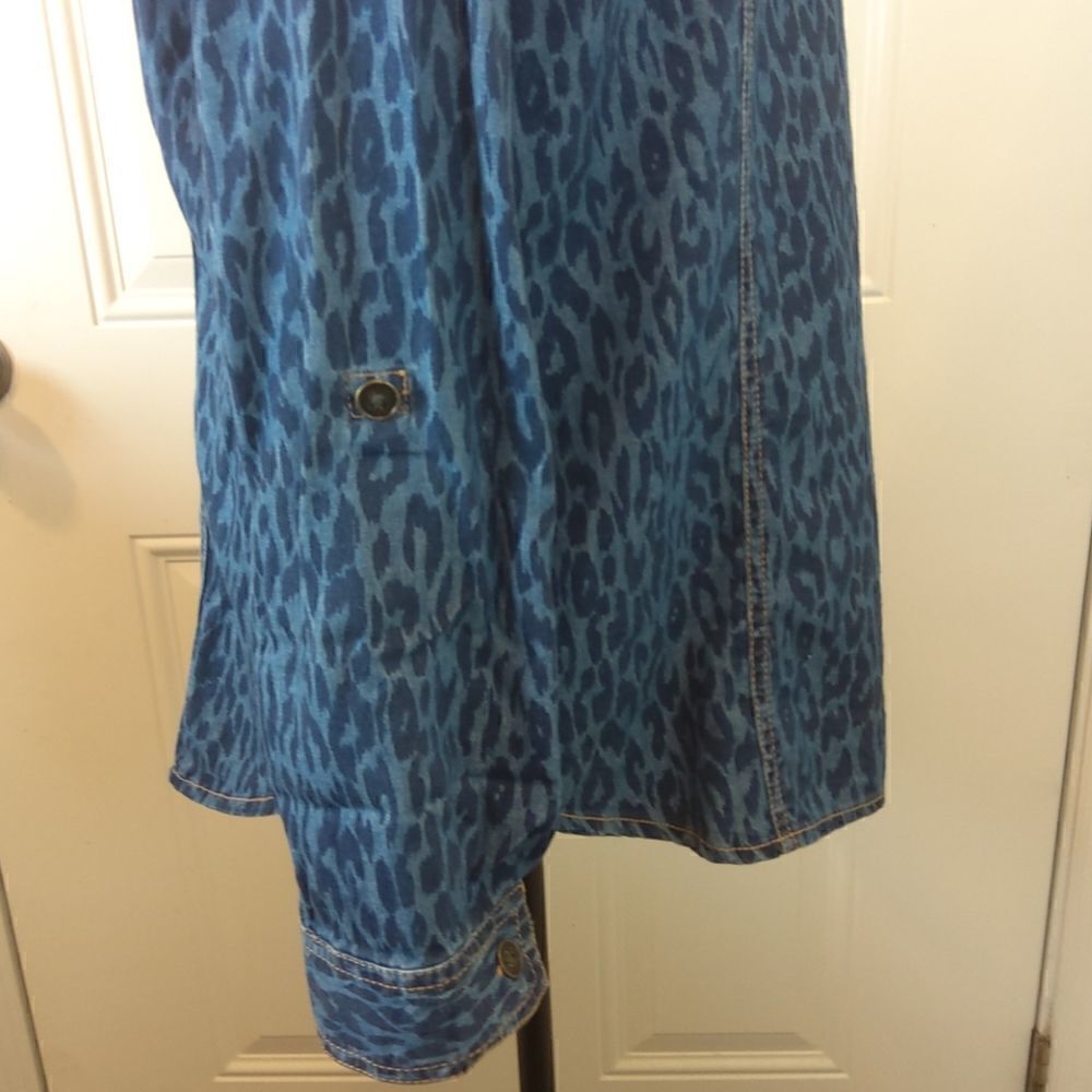Chico's chambray animal print button front blouse - Picture 9 of 12